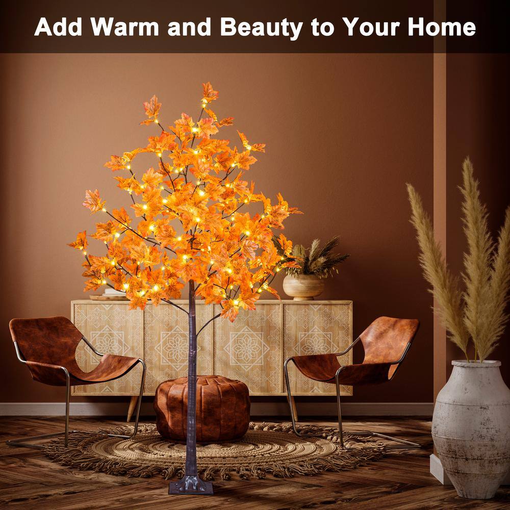 5 ft. Pre-Lit Maple Tree with 96 Warm White Lights, Artificial Christmas Tree - Hercitys