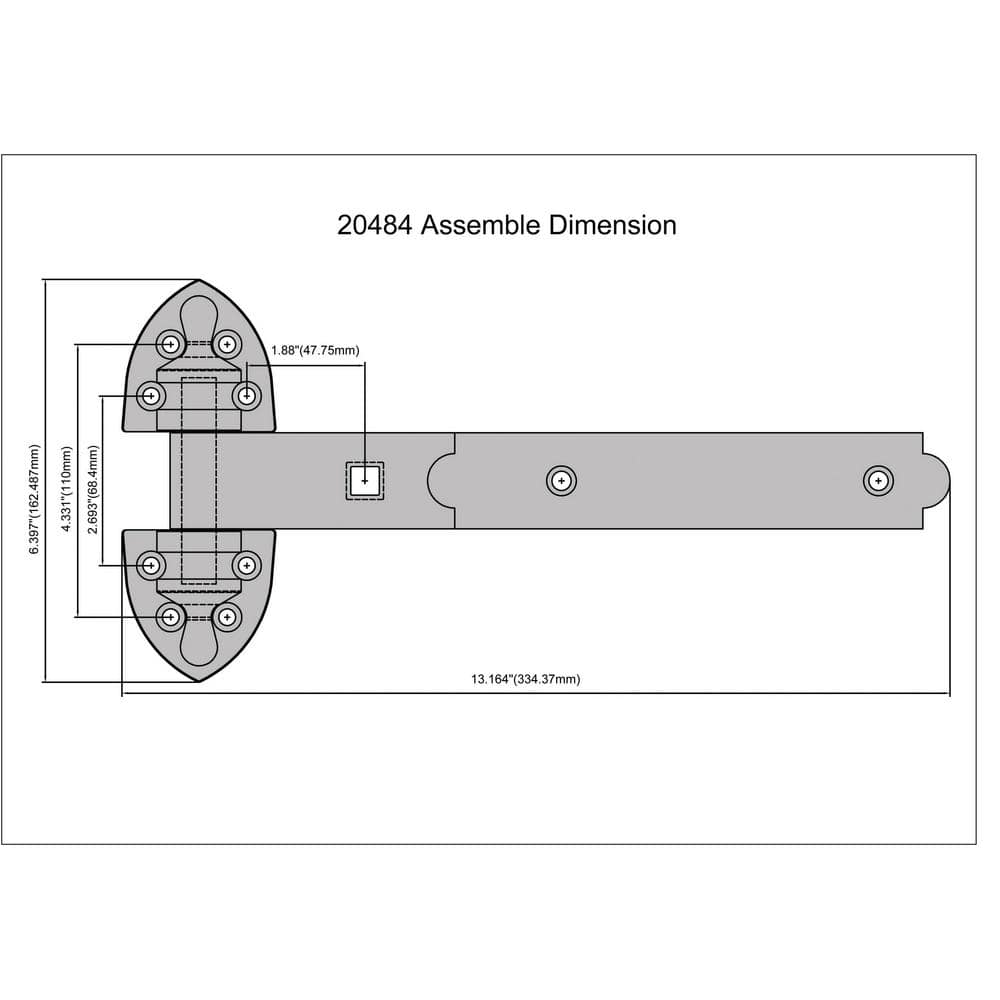 12 in. Black Extra Heavy-Duty Gate Tee Hinge - Hercitys