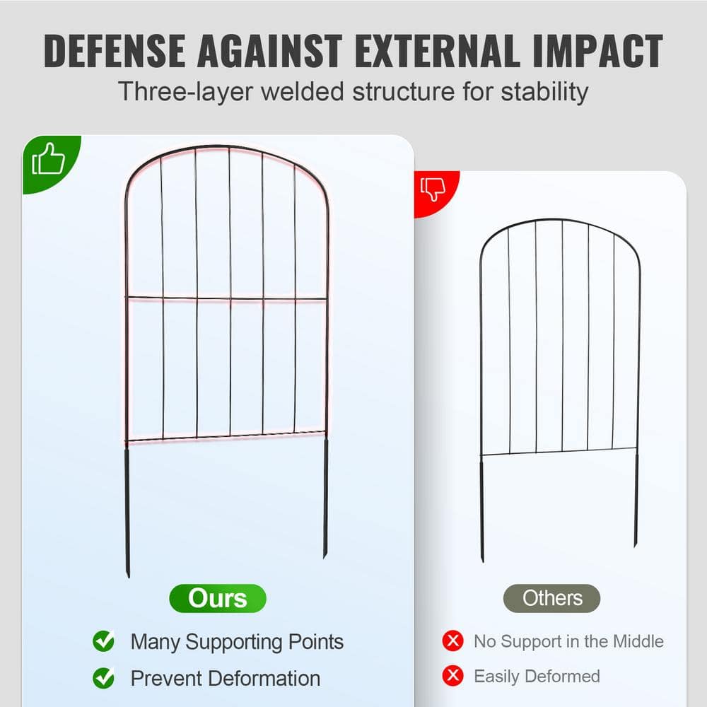 24 in. H x 13 in. L Garden Fence No Dig Fenc Animal Barrier Fence with 2 in. Spike Spacing Steel (28-Pack) - Hercitys