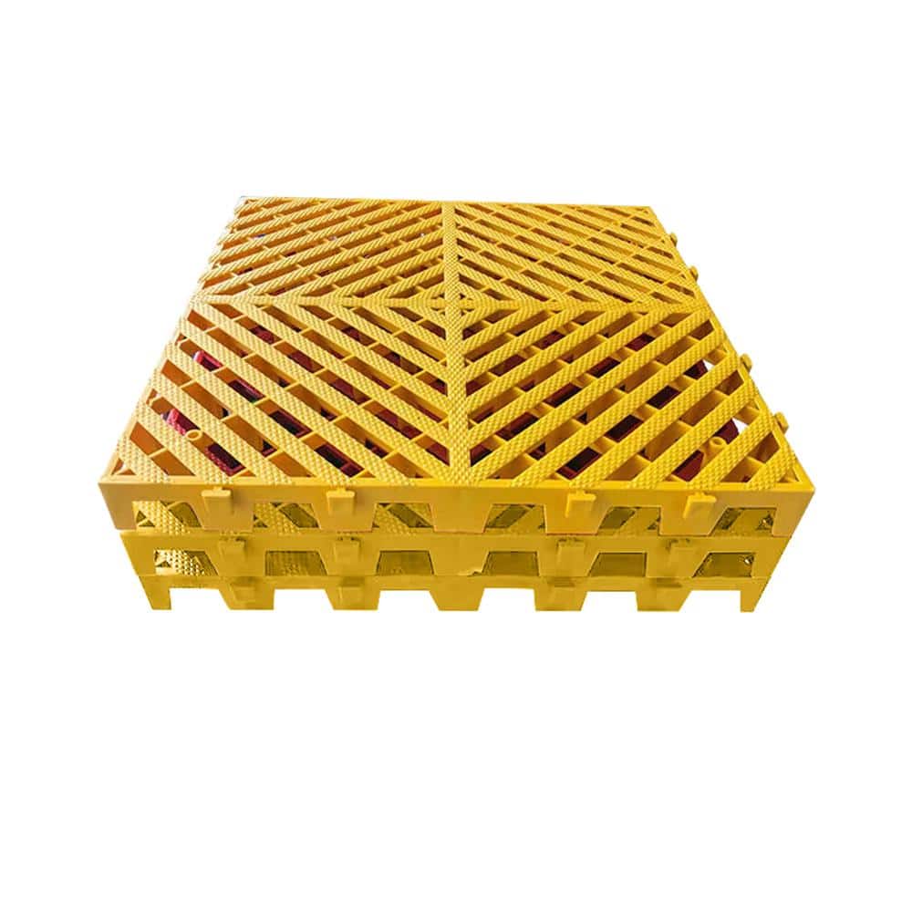 15.7 in. x 15.7 in. x 1.2 in. Drainage Interlocking Floor Tiles Yellow Splicing Grating, (10pac)k (17 sq. ft. ) - Hercitys