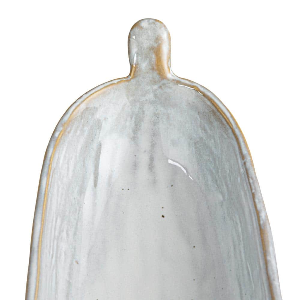 13.4 in. White Long Stoneware Serving Platter with Reactive Glaze - Hercitys