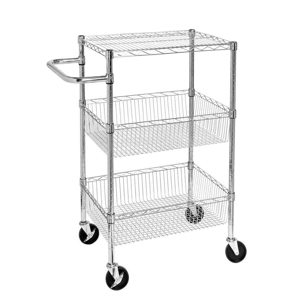 3-Shelf Chrome Rolling Cart - Hercitys
