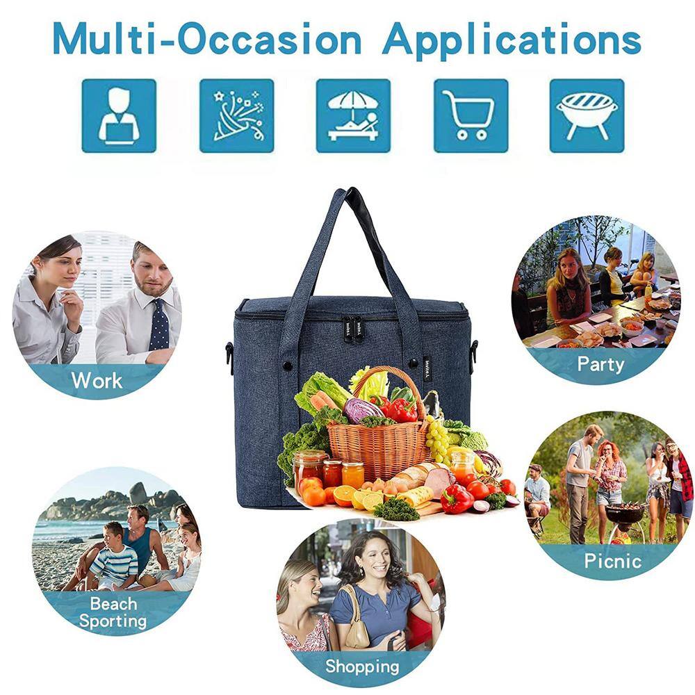 13 Qt. Insulated Cooler Lunch Bag with Leakproof and Shoulder Strap in Gray - Hercitys