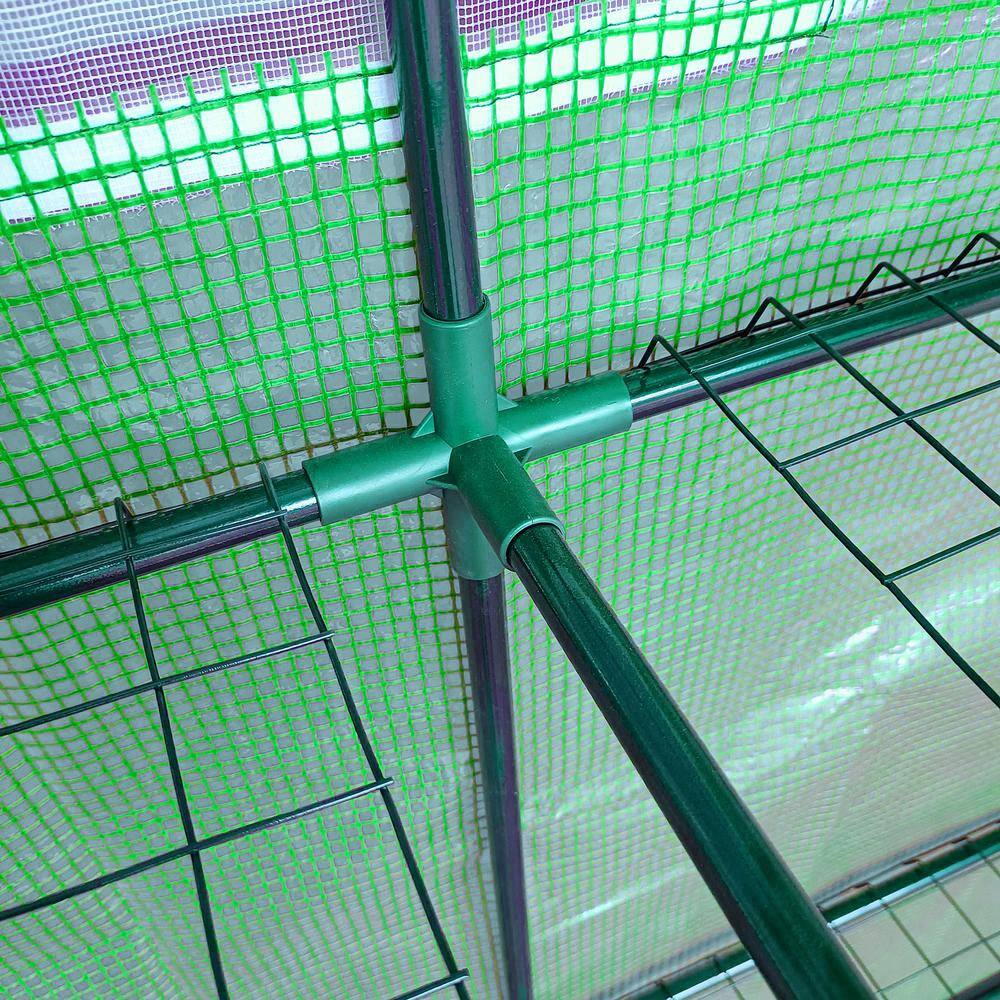 3 ft. W x 7 ft. D x 7 ft. H Steel Green Walk-In Greenhouse with Roll-up Windows and PE Cover - Hercitys
