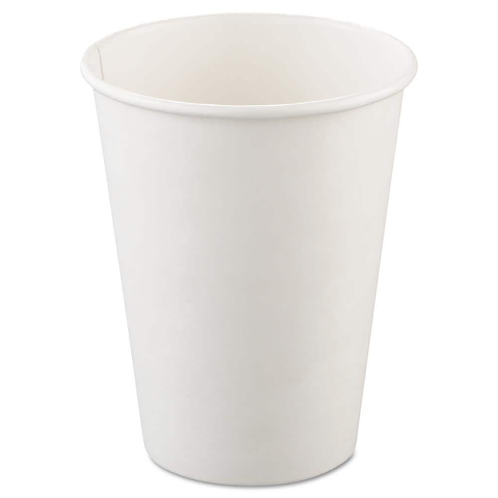 12 oz. White Single-Sided Disposable Paper Cups, Hot Drinks (50/Bag, 20-Bags/Carton) - Hercitys