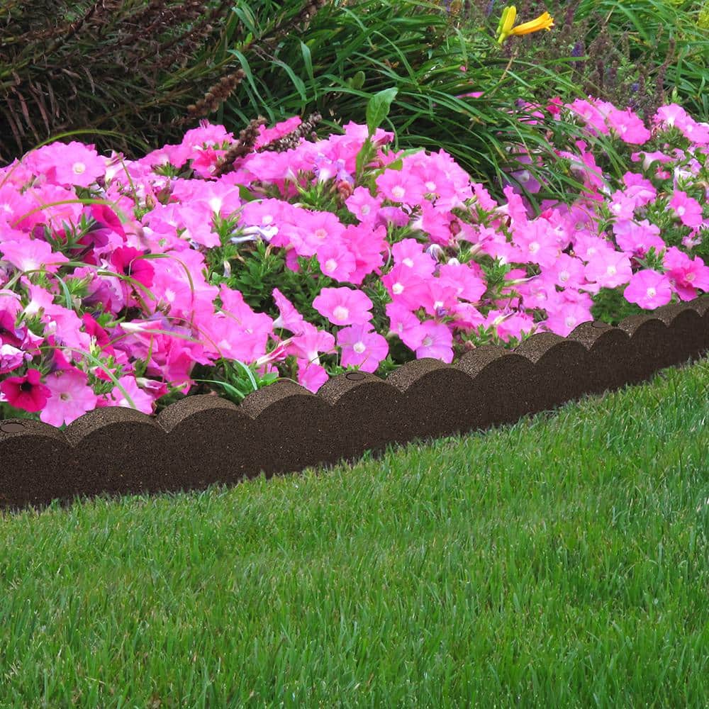 47 in. x 2 in. x 4 in. Brown Scalloped Rubber Garden Edging - Hercitys