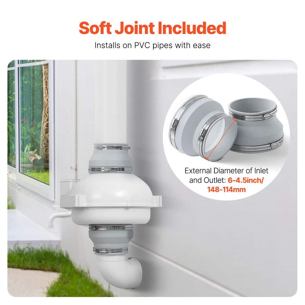 4 to 4.5 in. Radon Mitigation Fan System, Quiet 380 CFM Radon Mitigation Kit with 2-Couplers, Waterproof Radon Fan - Hercitys