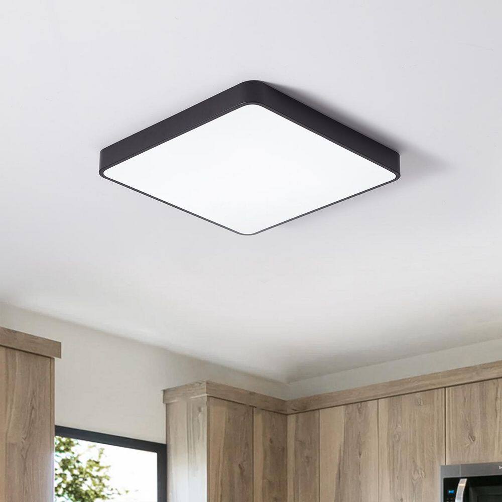 15.74 in. 36 Watt Modern LED Flush Mount Ceiling Light Black Ceiling Lighting Fixtures 6000K - Hercitys