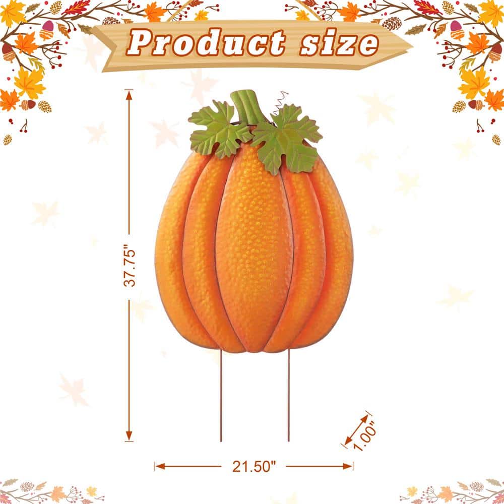 37.75 in. H Fall Metal Embossed Glitter Pumpkin Yard Stake - Hercitys