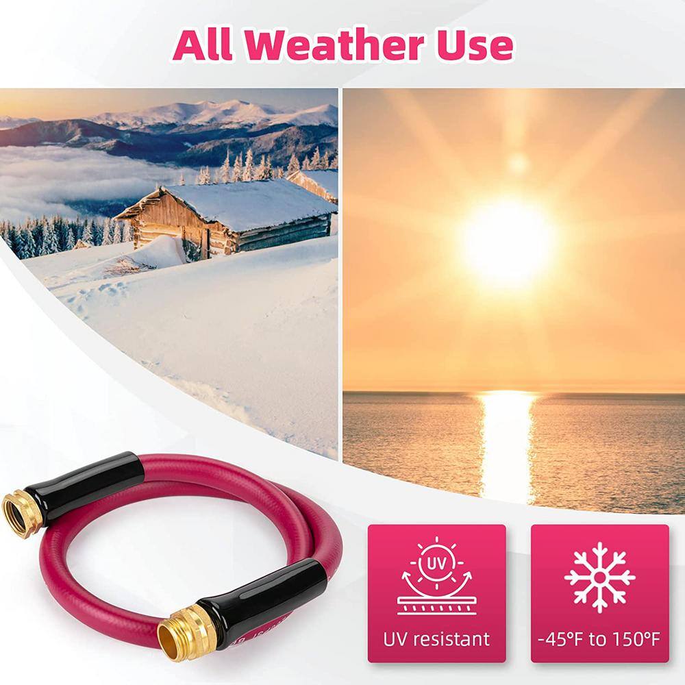 5/8 in. x 3 ft. Garden Hose, Heavy-Duty Durable Anti Kink Flexible Garden Water Hose - Hercitys