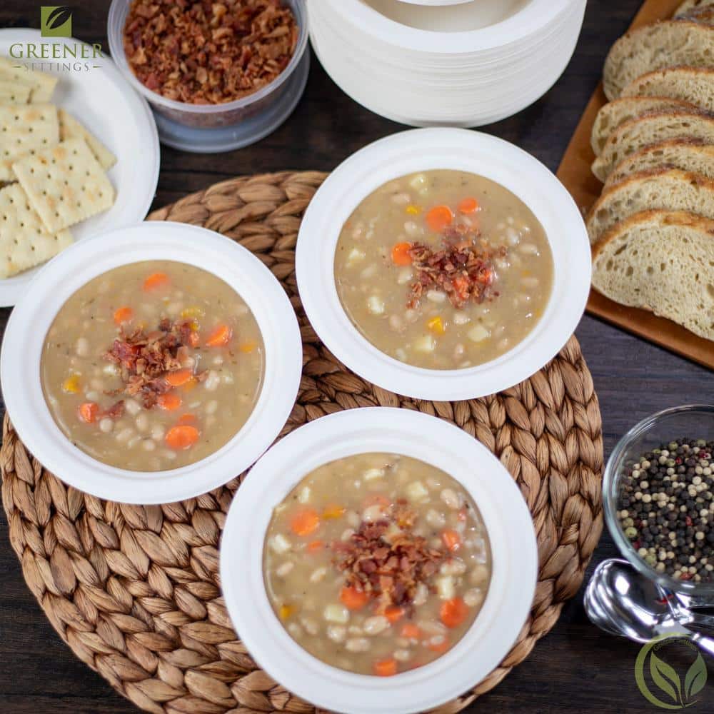 100% Compostable 12 oz. Unbleached Disposable Paper Bowls 125-Pack - Hercitys