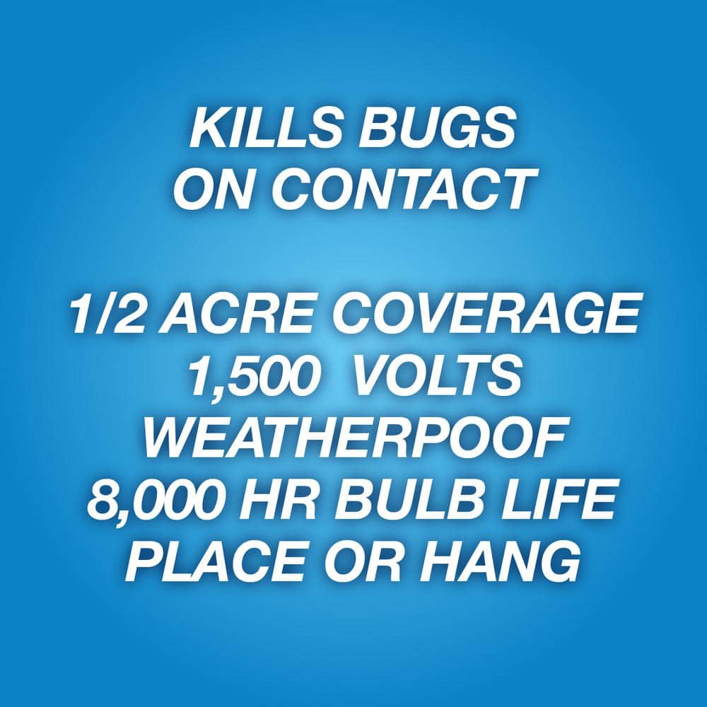 15-Watt/1500-Volt Bug Zapper Kills Bugs on Contact with Black UV Light Technology - Hercitys