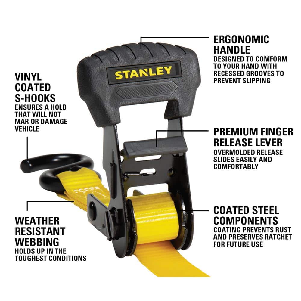 1.25 in. x 16 ft. / 3000 lbs. Break Strength Ratchet Straps (4-Pack) - Hercitys