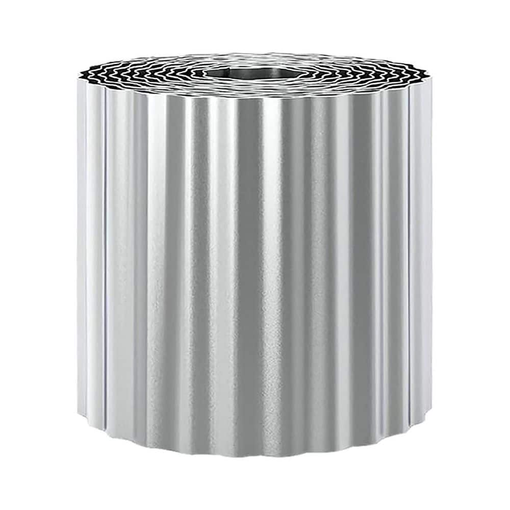 120 in. x 8 in. Silver Metal Corrugated Garden Edging, Strong Galvanized Iron Edging Strips with Rolled Edge Design - Hercitys