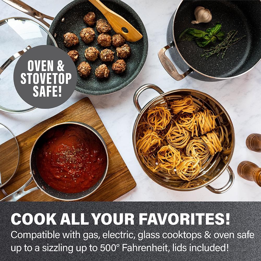 20-Piece Aluminum Ultra-Durable Non-Stick Diamond Infused Cookware and Bakeware Set - Hercitys