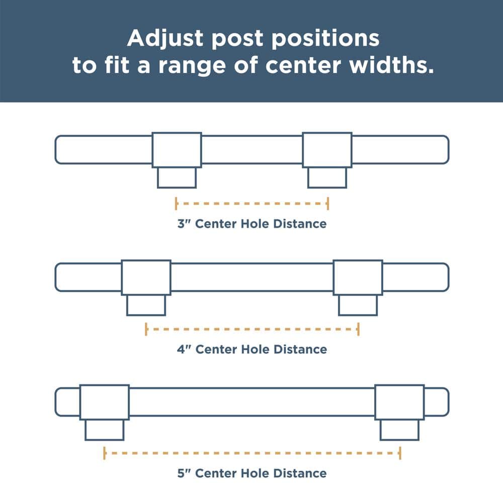 5-Pack Bar Adjusta-Pull Adjustable 1-3/8 to 5-6/15 (35-160 mm) Classic Matte Black Cabinet Drawer Pulls - Hercitys