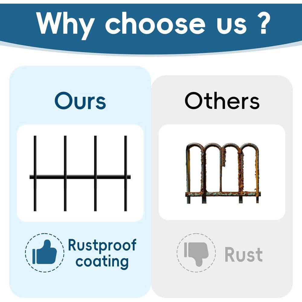 40 Inch Metal Garden Fence No Dig Rustproof Animal Barrier Fencing for Dogs Rabbits Yard Patio 5 Panels 11.6 ft. - Hercitys