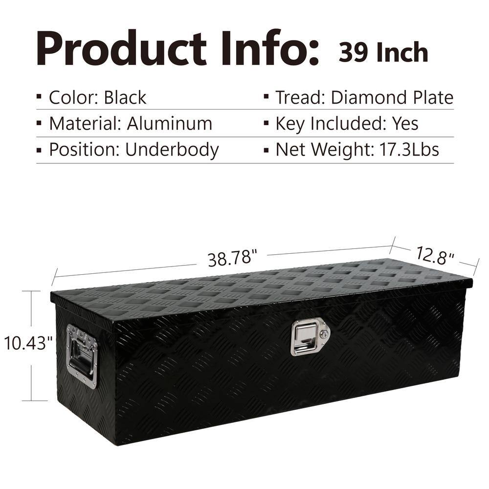 22 Gal. Aluminum Deck Box, Truck Tool Long Box with Side Handle, Lock and 2 Keys - Hercitys