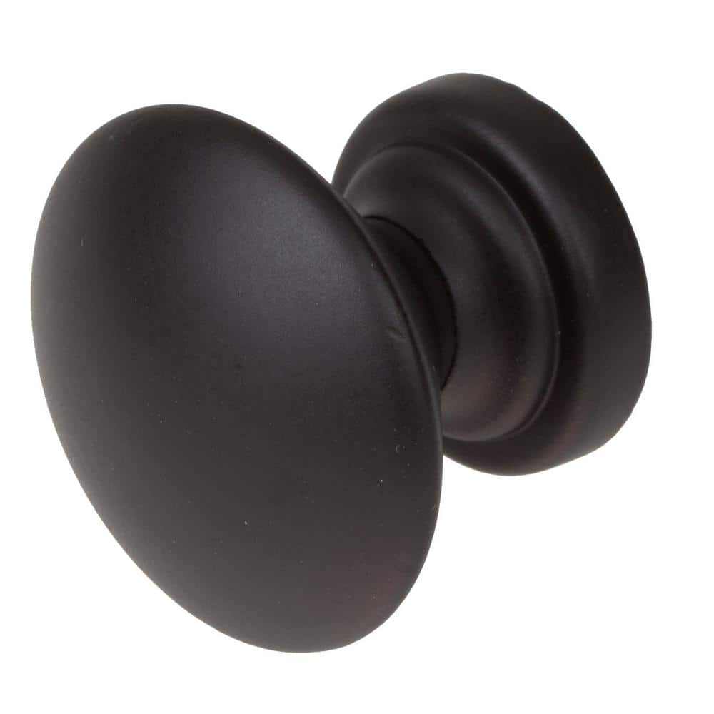 1 in. Dia Matte Black Round Convex Cabinet Knob (10-Pack) - Hercitys