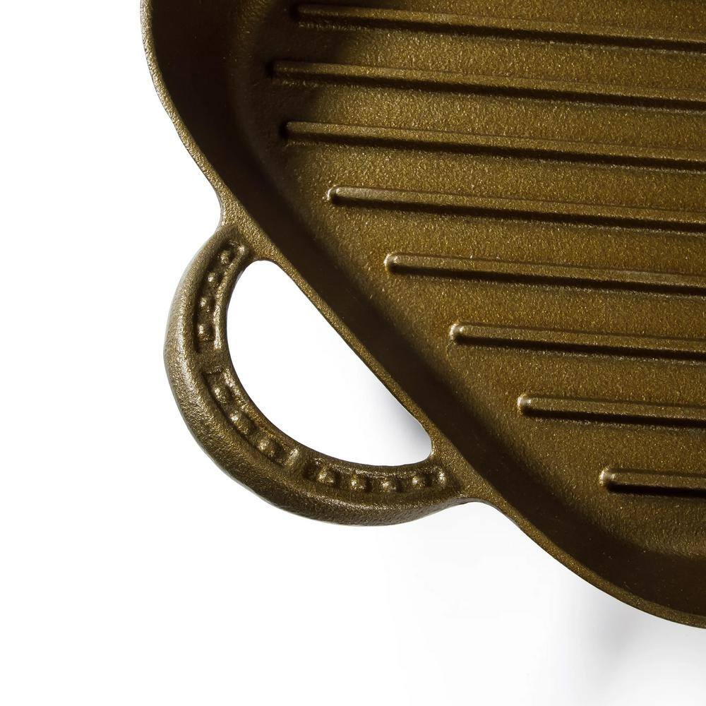 11 in. Cast Iron Pre-Seasoned Square Grill Pan in Bronze - Hercitys