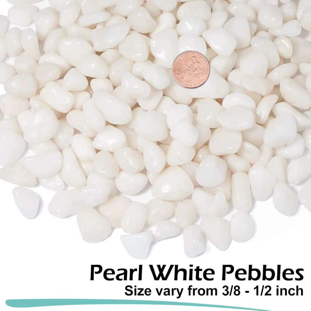 3/8 in. White Small Pebbles for Plants, Vases, and Landscaping in Garden, 10 lbs. Bag - Hercitys
