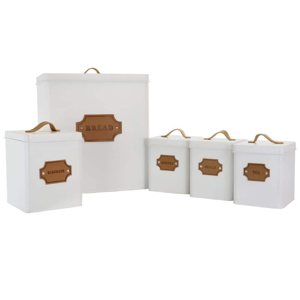 5-Piece Metal Cannister Set with Metal Tops - Hercitys