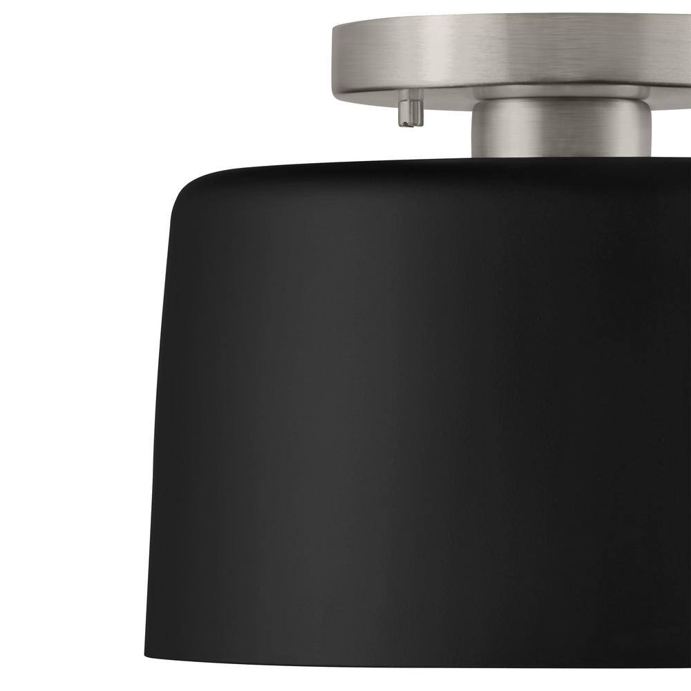 10 in. 1-Light Matte Black and Brushed Nickel Semi-Flush Mount - Hercitys