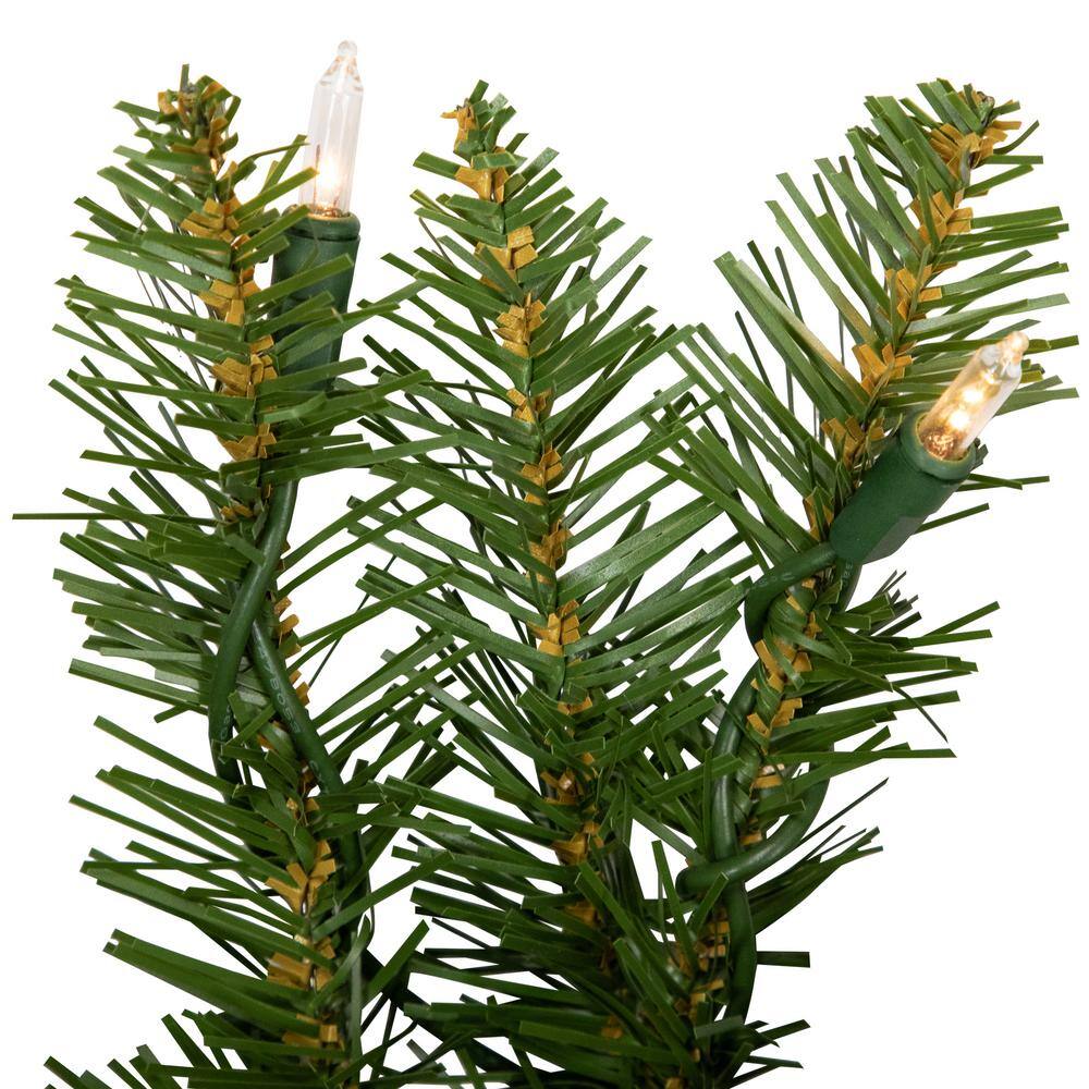 36 in. Green Pre-Lit Rockwood Pine Artificial Christmas Wreath with 150 Clear Lights - Hercitys