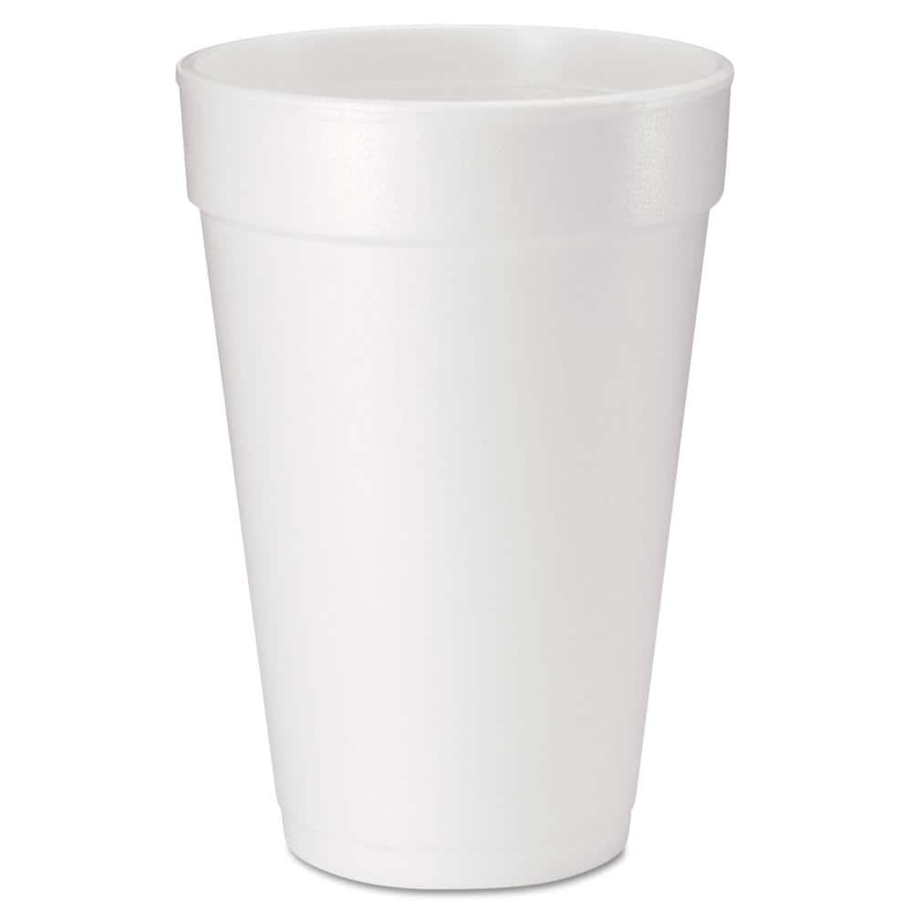 16 oz. White Disposable Foam Cups, 20/Bag, 25 Bags/Carton - Hercitys