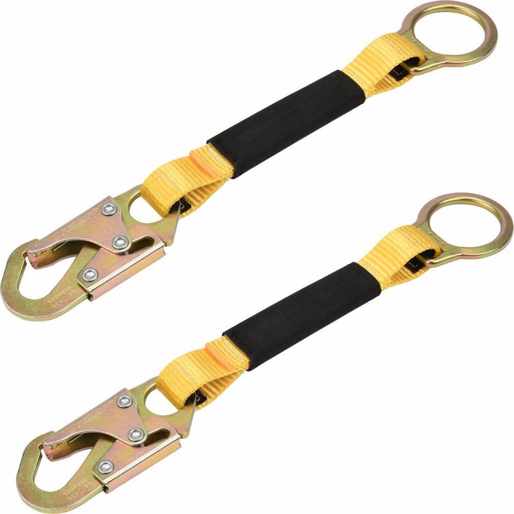 18 in. D-Ring Extender Fall Protection with Snap Hook and O Ring ANSI Compliant 2-Pack - Hercitys