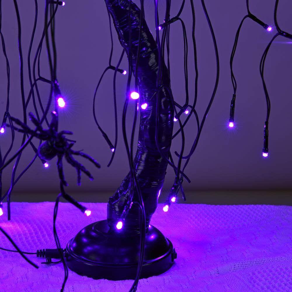 2 ft. Purple Pre-Lit LED Artificial Christmas Tree Halloween Willow Tree - Hercitys
