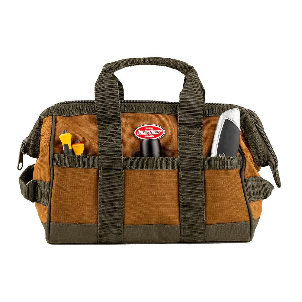12 in. Gatemouth Tool Bag with zippered top and 16 Total Pockets - Hercitys