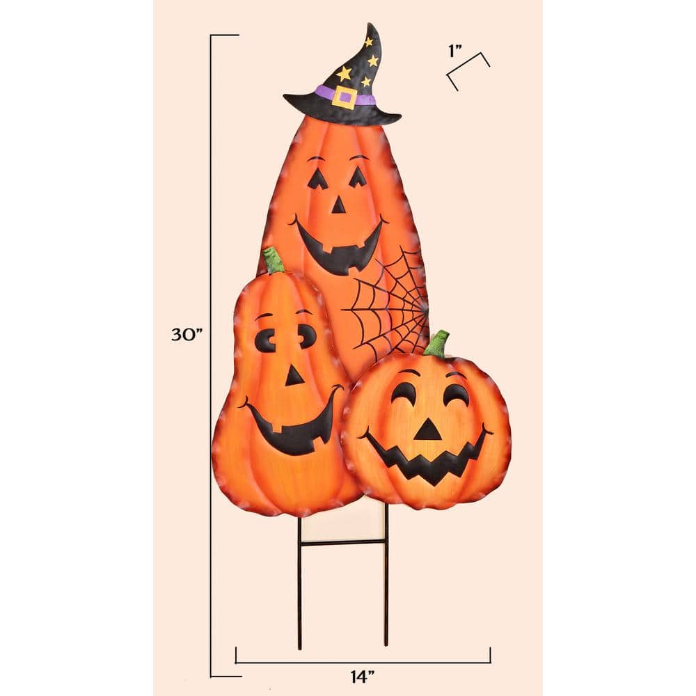 30 in. Metal Halloween Figure Stake Pumpkin - Hercitys