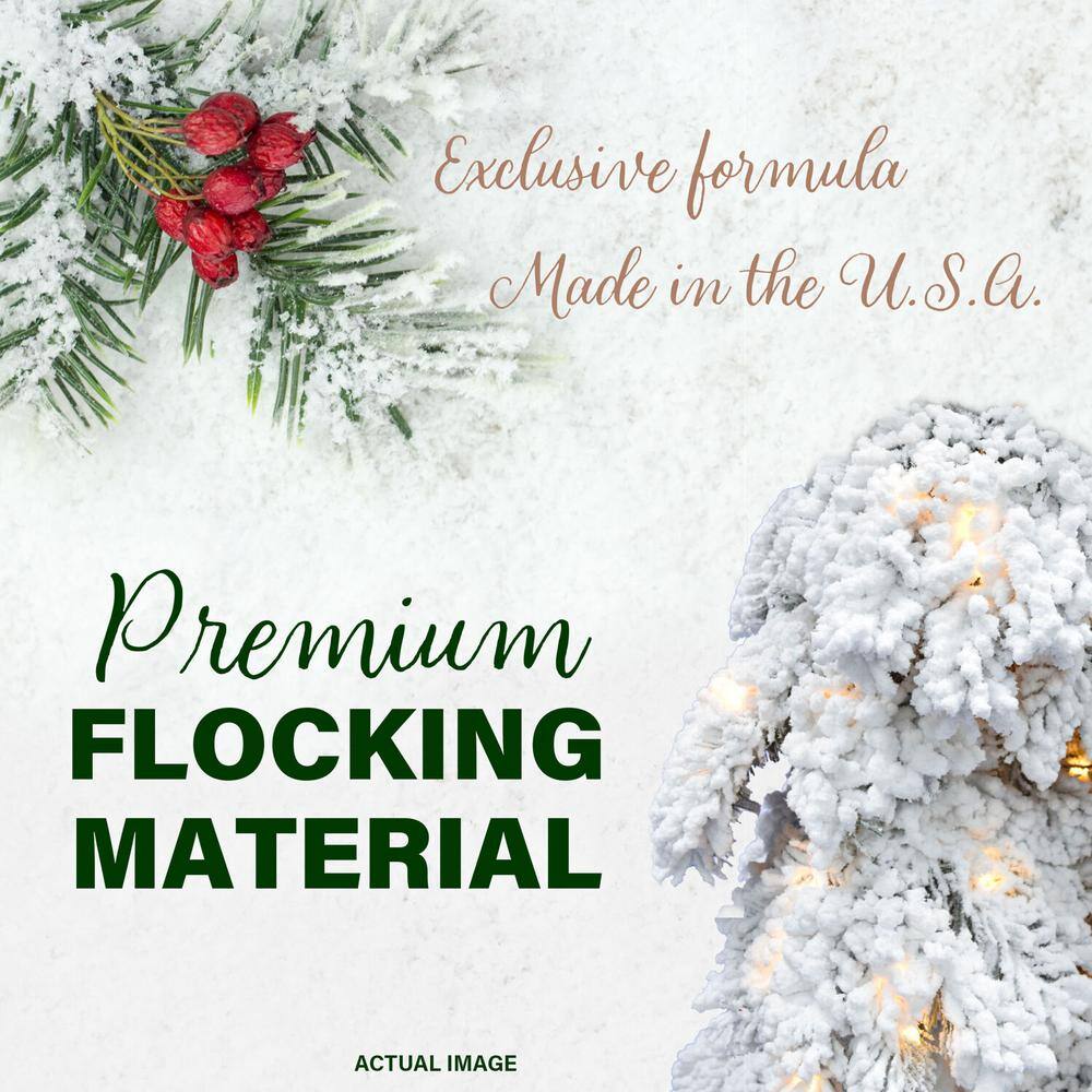 4 ft. Elk PreLit Mountain Snow Flocked Artificial Christmas Tree with Warm White LED Lights - Hercitys