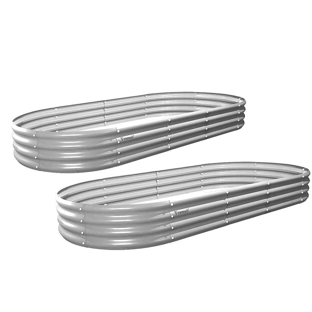4 x 2 x 1 ft. Light Grey Oval Metal Raised Garden Bed (2-Pack) - Hercitys