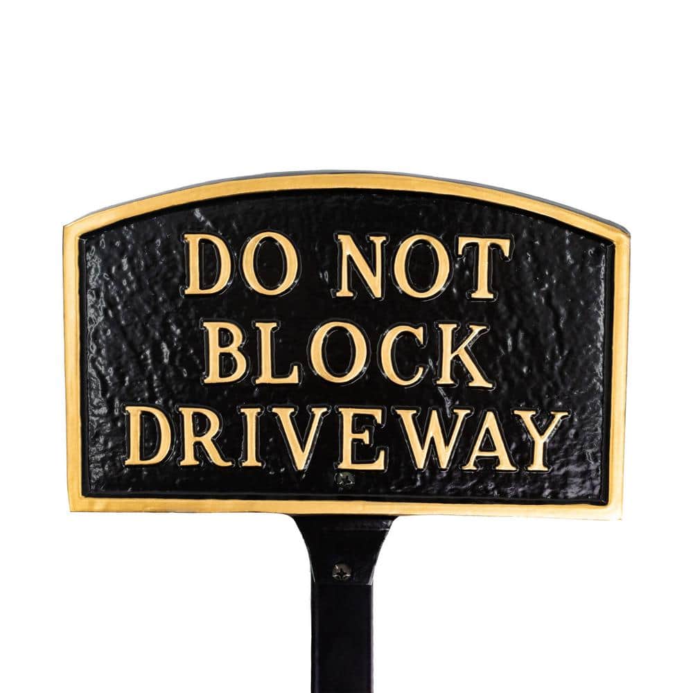 13 in. x 21 in. Large Arch Do Not Block Driveway Statement Plaque Sign-Black/Gold - Hercitys