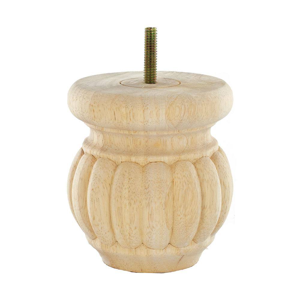 4 in. x 3-1/2 in. Unfinished Solid Hardwood Round Bun Foot (4-Pack) - Hercitys