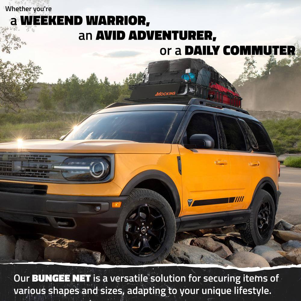 36 in. x 39 in. Heavy-Duty Bungee Cargo Net – Stretches to 80 in. x 75 in. - Hercitys