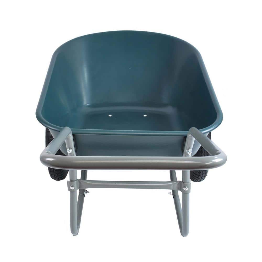 5 cu. ft. Steel Green 2-Wheeled Trolley Garden Cart, 15 in. Pneumatic Wheel - Hercitys