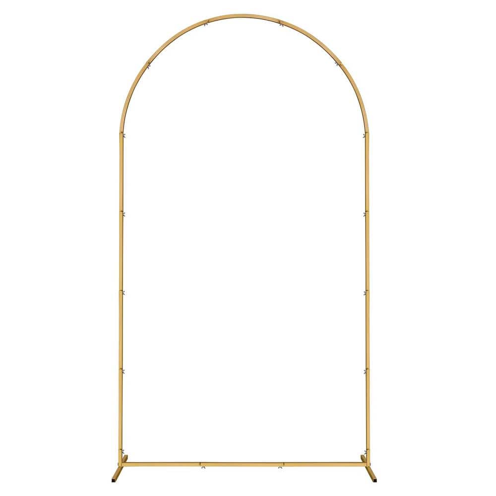 15.8 in. x 86.6 in. x 47.2 in. Gold Garden Wall Block, Iron Arch Roof Sturdy and Beautifully Crafted for Garden Wedding - Hercitys