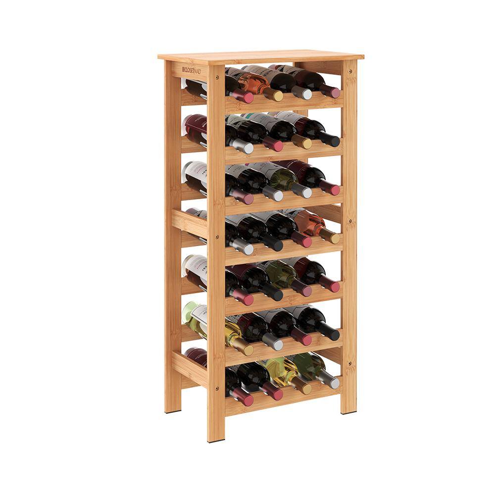 28-Bottle Bamboo Wine Rack Free-Standing Shelving Unit - Hercitys