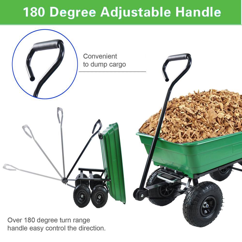 2.5 cu. ft. Metal Garden Cart with Steel Frame and 10 in. Pneumatic Tires 300 lbs. - Hercitys