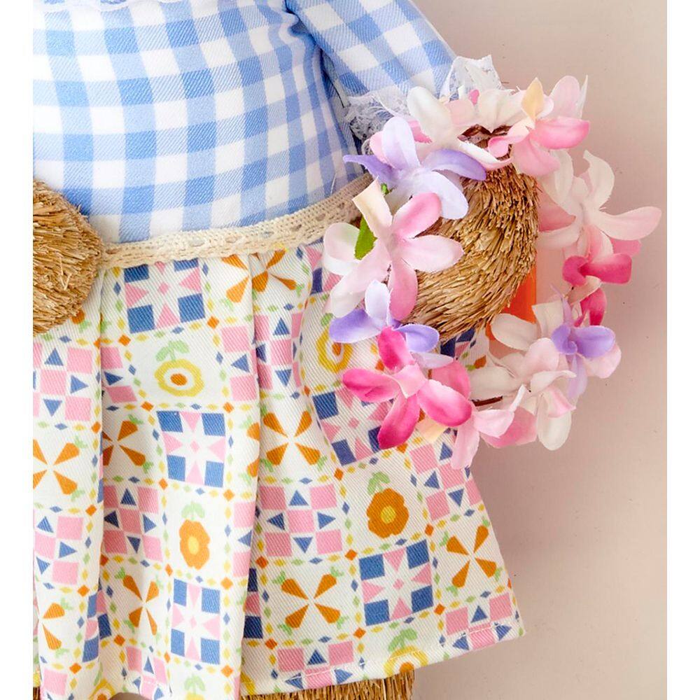 20 in Easter Tabletop Natural Sisal Standing Bunny Holding Wreath - Hercitys