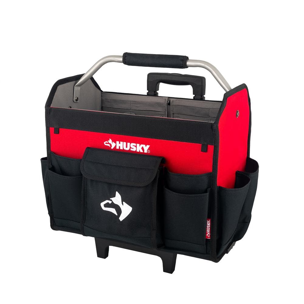 18 in. Rolling Open Tote Tool Bag with Extended Handle - Hercitys