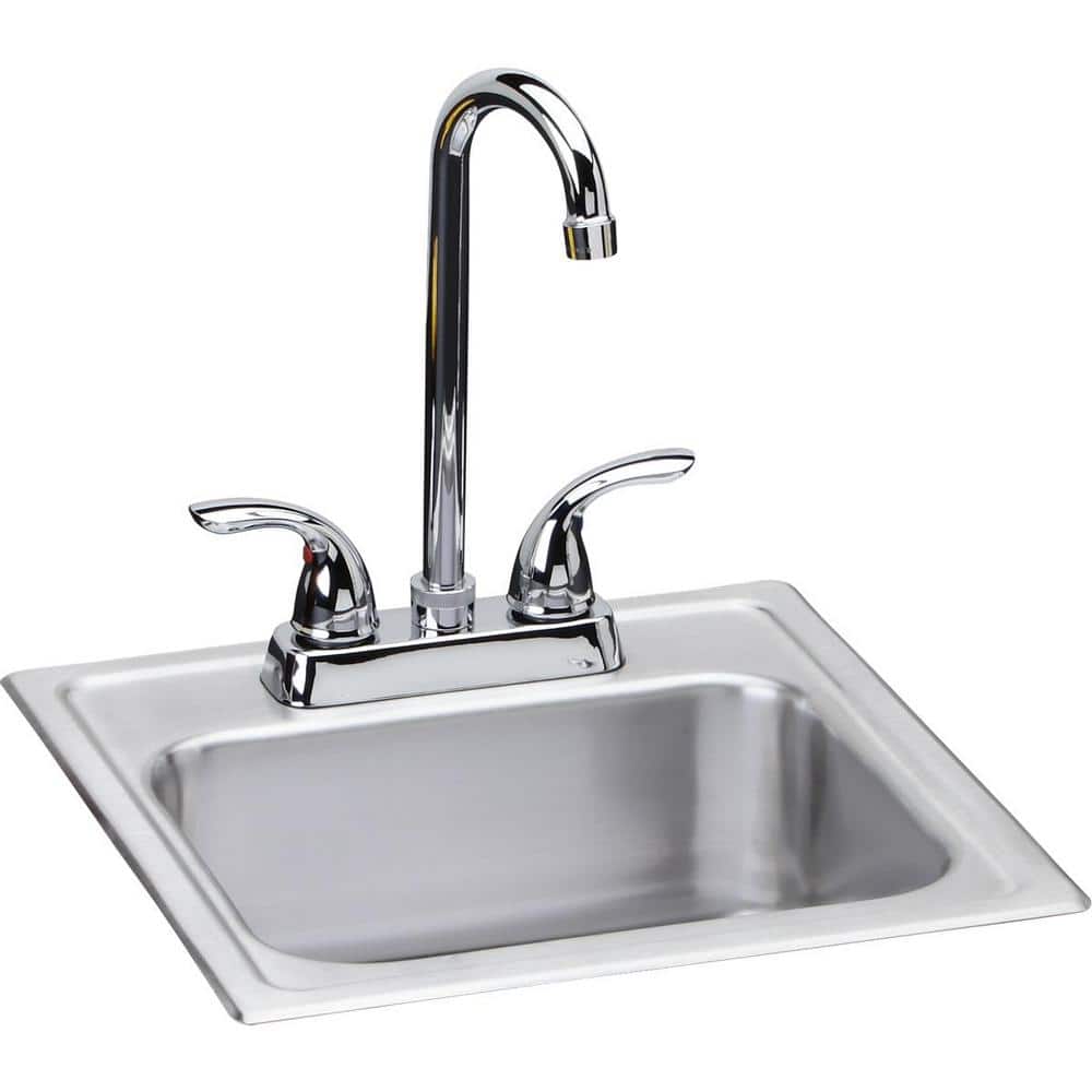 15 in. Drop-in Single Bowl 20-Gauge Durable Satin Stainless Steel Kitchen Sink Kit w/ Faucet - Hercitys
