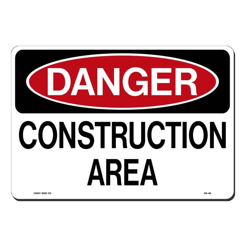14 in. x 10 in. Danger Construction Area Sign Printed on More Durable, Thicker, Longer Lasting Styrene Plastic - Hercitys