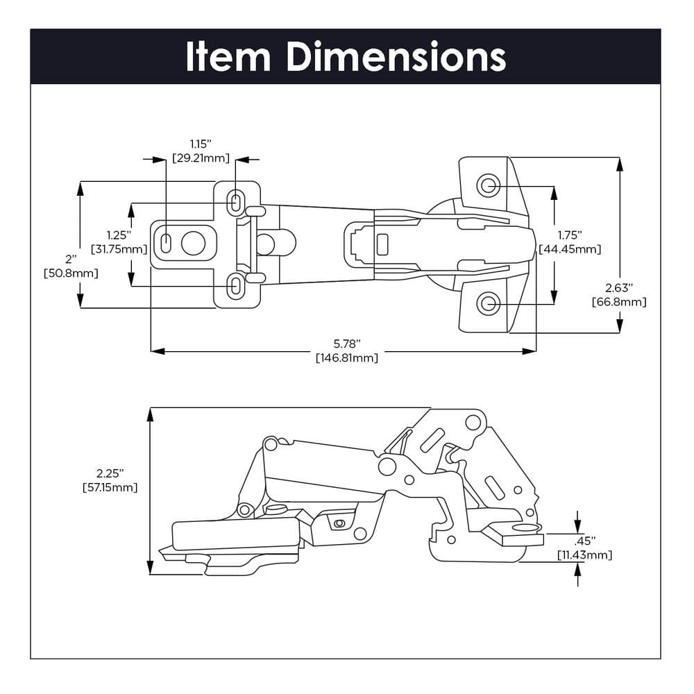 2 in. x 0.5 in. Bright Nickel 165 Degree Opening Euro Full Overlay Hinge - Hercitys
