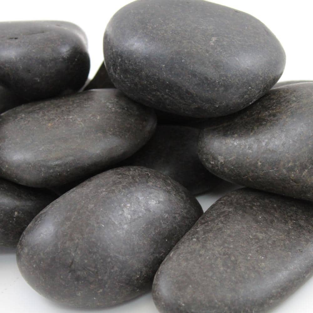 0.40 cu. ft. 2 in. to 3 in. 30 lbs. Large Black Grade A Polished Pebbles - Hercitys