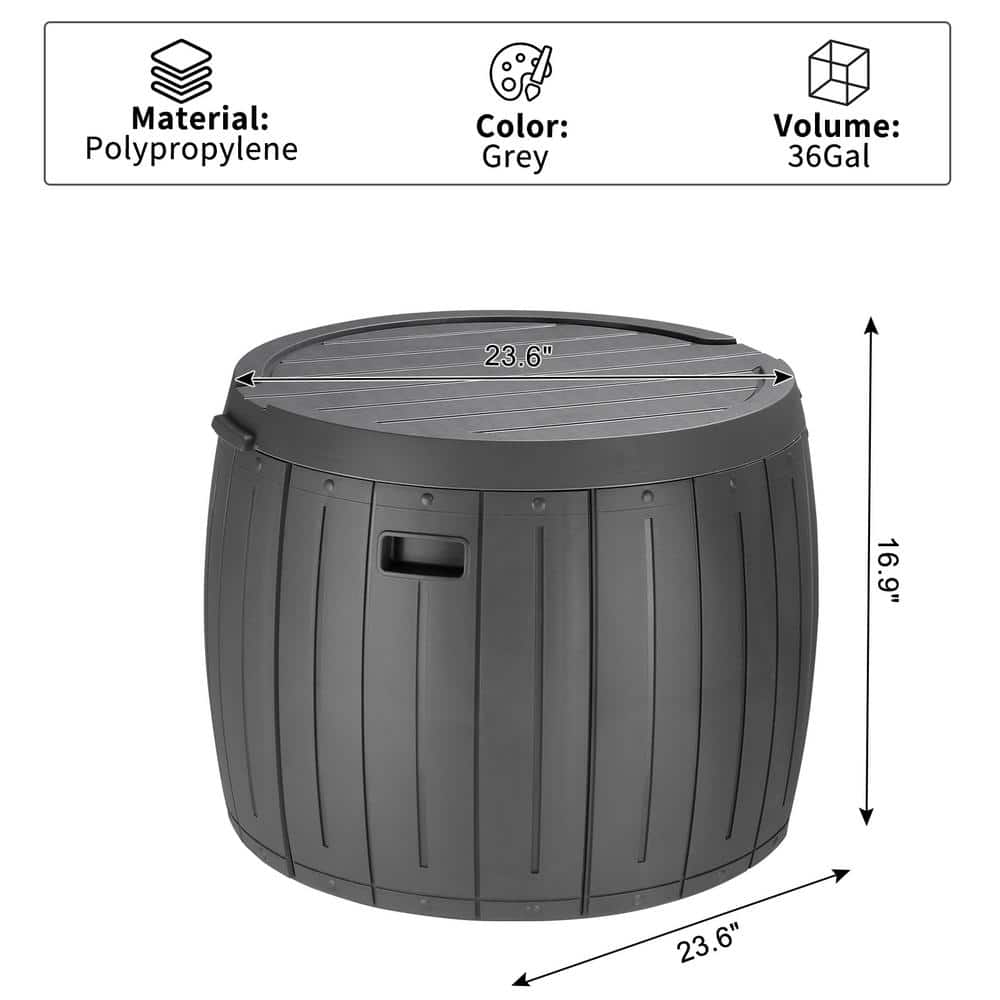 36 Gal. Plastic Round Deck Box - Hercitys