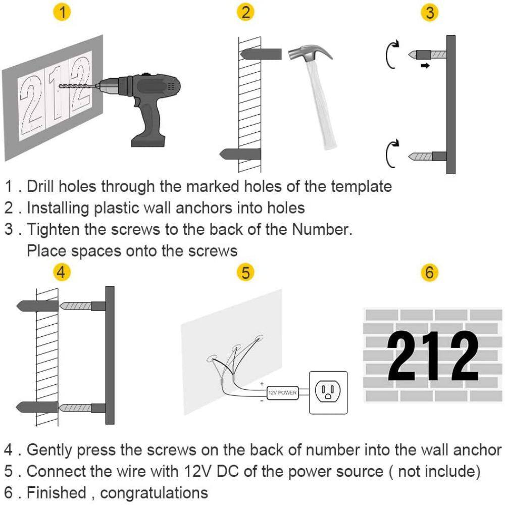 5 in. Black Stainless Steel Hand-Polished LED Backlit House Number 0 - Hercitys